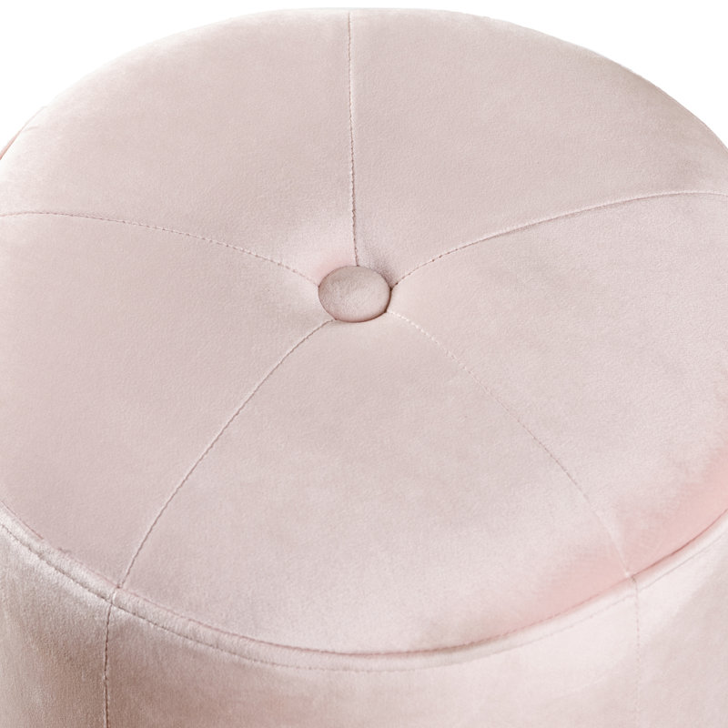 32cm Wide Velvet Tufted Round Solid Colour Standard Ottoman, Pink