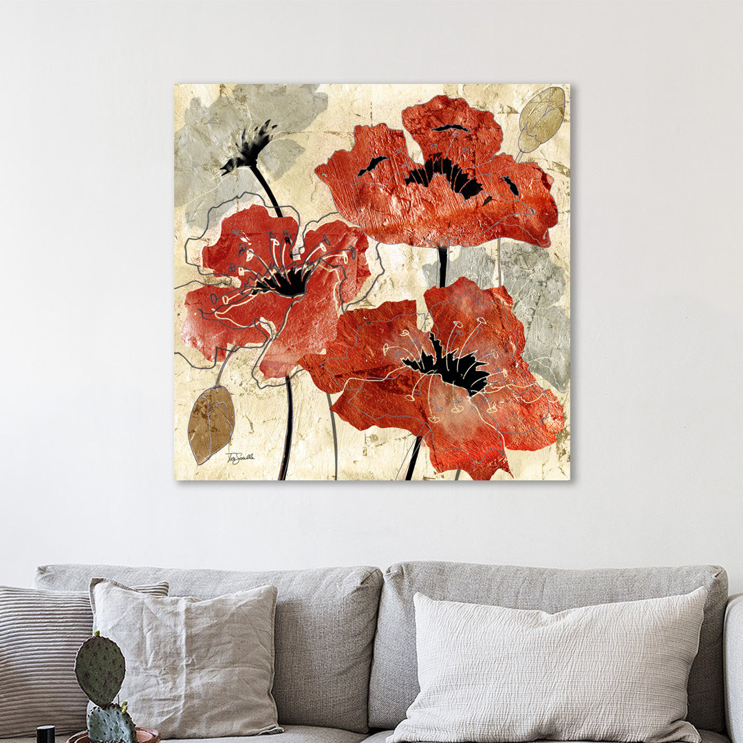 " Silver And Red Poppies " by Tre Sorelle Studios Charlton Home® 