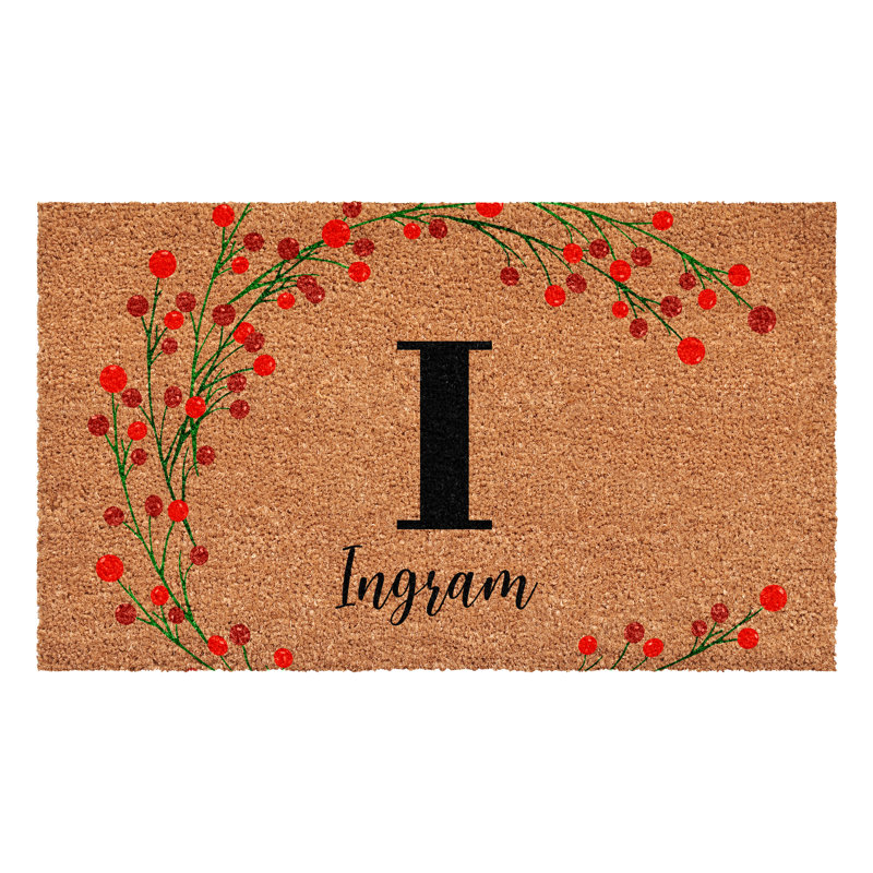 Paillasson baies de Noël personnalisées, lettre I, L 36 po x L 72 po