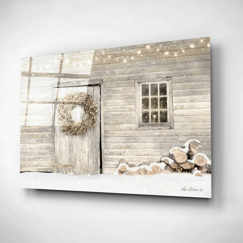 «Old Farm Christmas» par Lori Deiter, art mural en verre acrylique, H 12 po x l 16 po x P 0,13 po