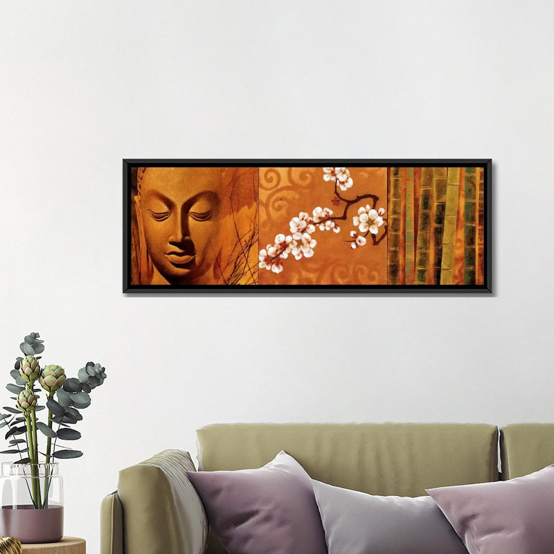 «Buddha Panel I», impression sur toile tendue, H 12 po x l 36 po x P 1,5 po, Toile avec cadre noir