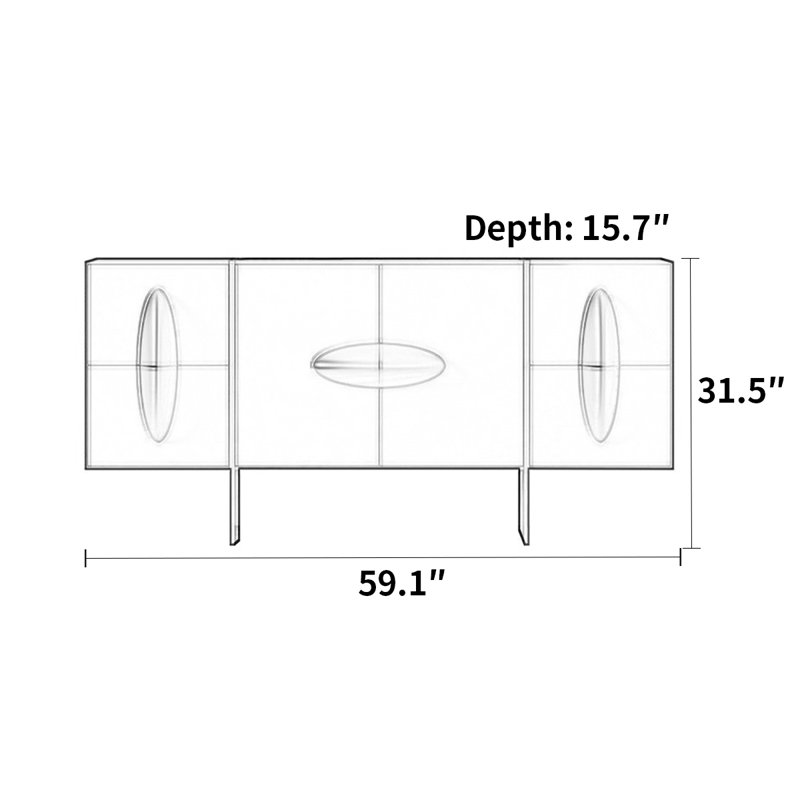 Buffet simple de luxe moderne et léger, 31.5" H x 59.1" W x 15.7" D