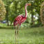Statue de jardin flamant rose en métal 2 pièces