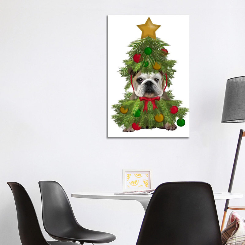 English Bulldog, Christmas Tree Costume by Fab Funky - Wrapped Canvas Painting, 101.6 cm H x 66.04 cm W