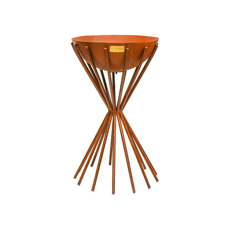 Outdoor Tall Metal Dakota Firebowl in Rust H65Cm W38Cm