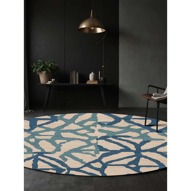 Machine Washable Beige Area Rug, Round 6'