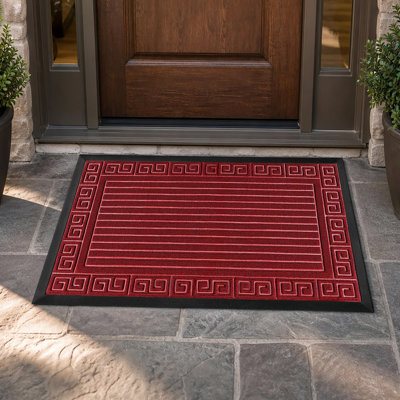 Tapis de porte polyvalent rouge antidérapant avec support en caoutchouc robuste toutes saisons