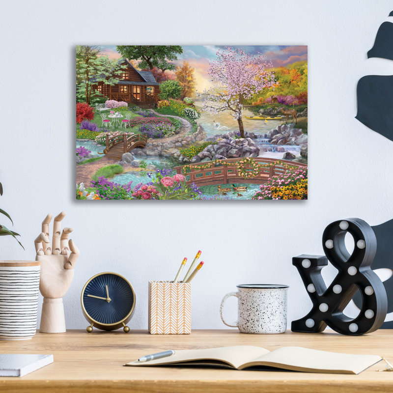 «Spring Stream» par Bigelow, illustrations sur verre acrylique, H 12 po x l 16 po x P 0,13 po