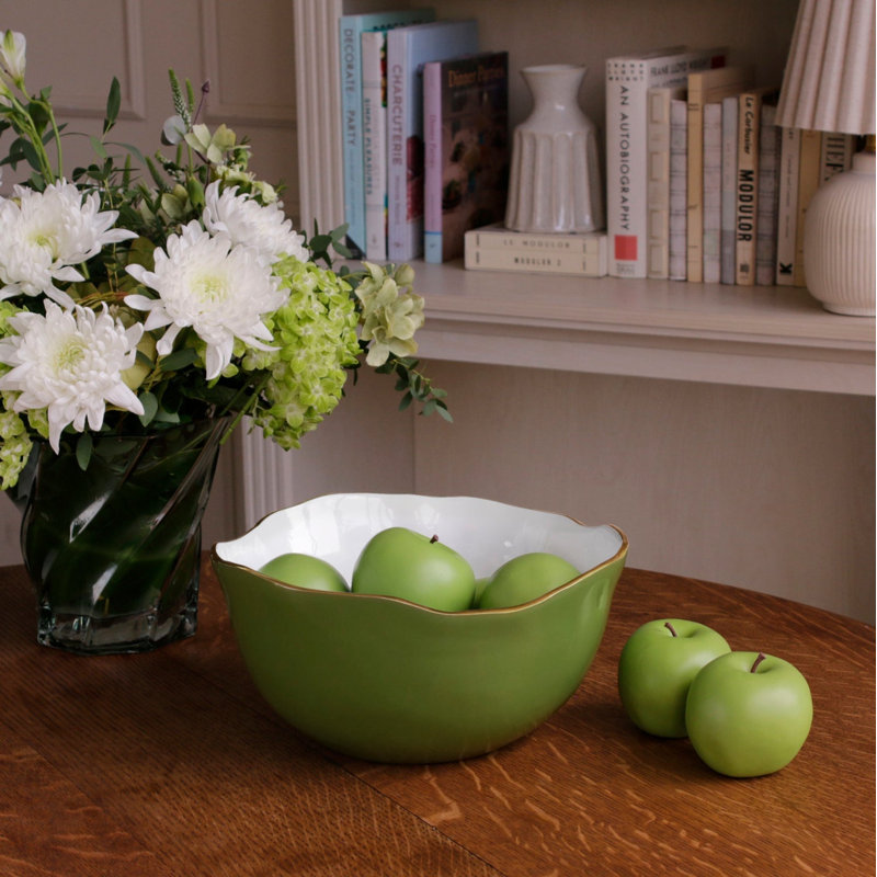 Grand bol Encanto Osaka, Blanc / vert feuille