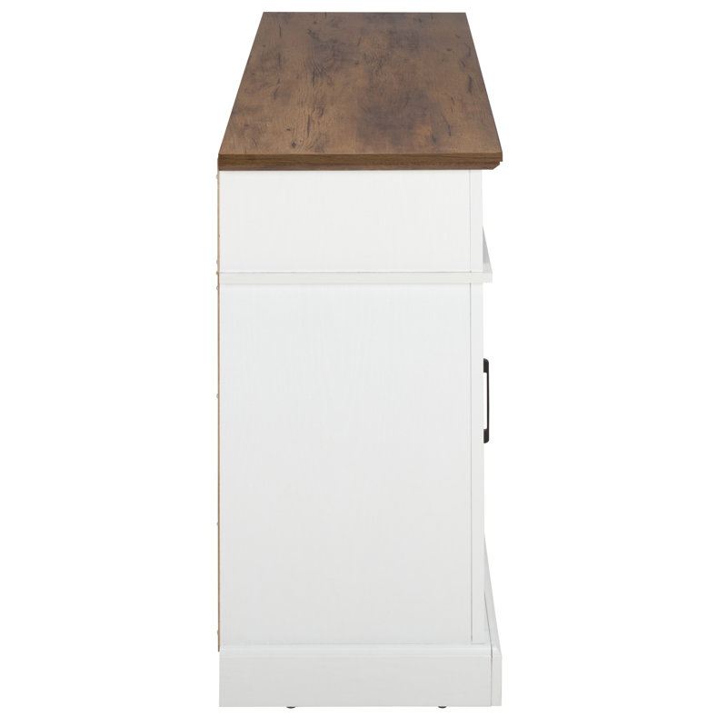 Rylee 4 Door Wood Fireplace, White/Dark Walnut