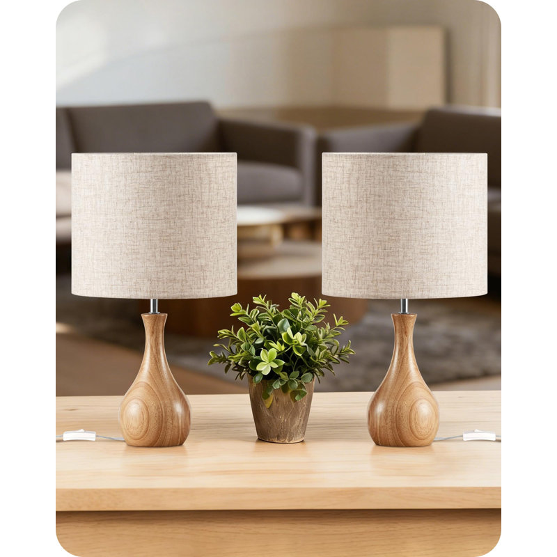 Wood Table Lamp, Beige