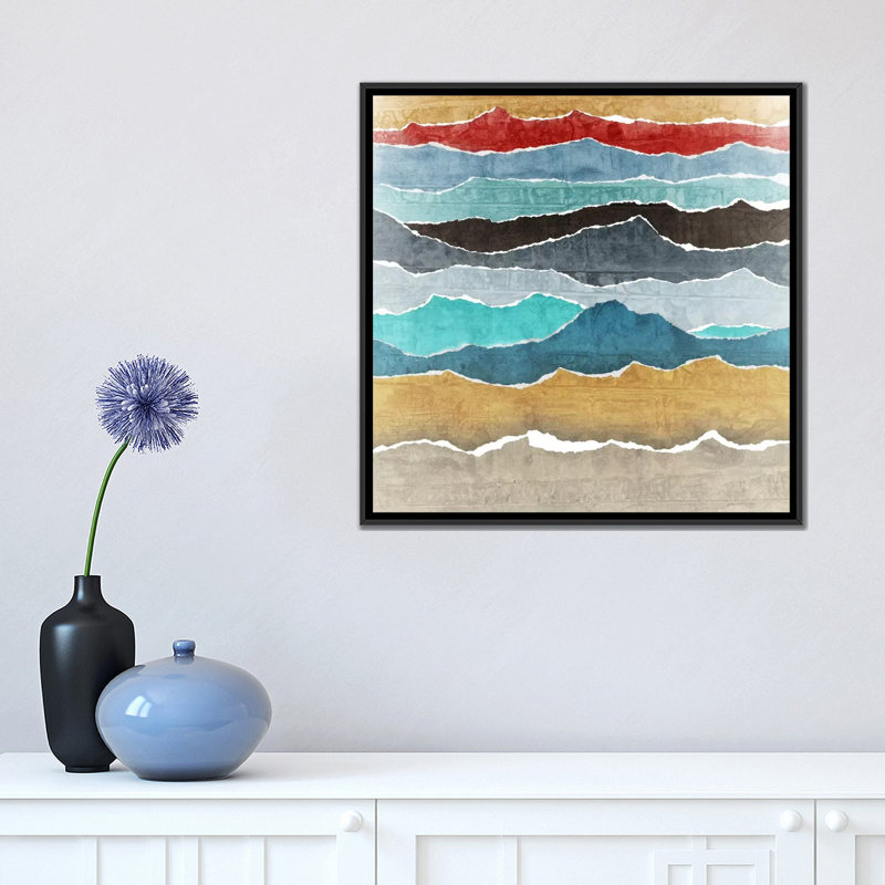 « déchiré ii », reproduction d’impression sur toile, H 18 po x l 18 po x P 1,5 po, Toile avec cadre noir, Pas de tapis