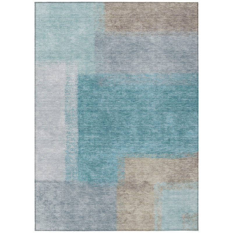 Machine Washable Indoor/Outdoor Molewski ACN2341 Abstract Rug, Rectangle 3' x 5'