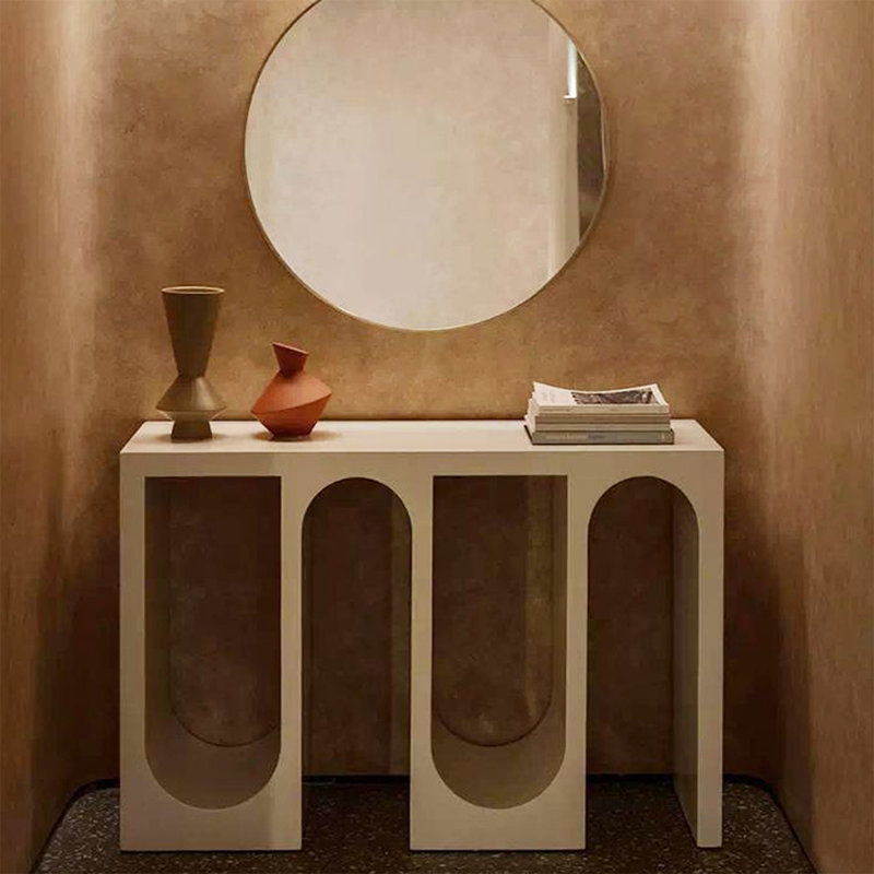 Console beige et bois manufacturé rectangulaire, Beige, H 33,46 po x l 47,24 po x P 13,78 po