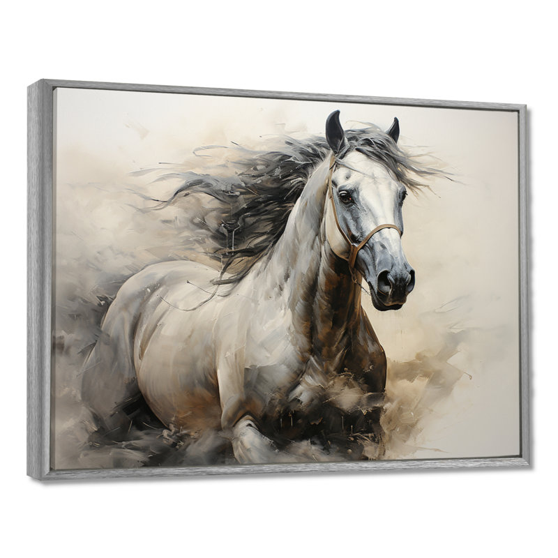 Hooves in Harmony Horse I - cheval, art mural, H 34 po x l 44 po x P 1,5 po, Encadrement argenté