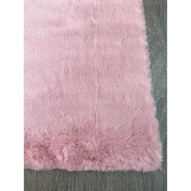 Tapis rose tissé à la machine, Rectangle 5 pi x 8 pi