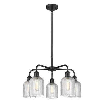 Fiennes 5 - Light Steel Dimmable Bell Chandelier