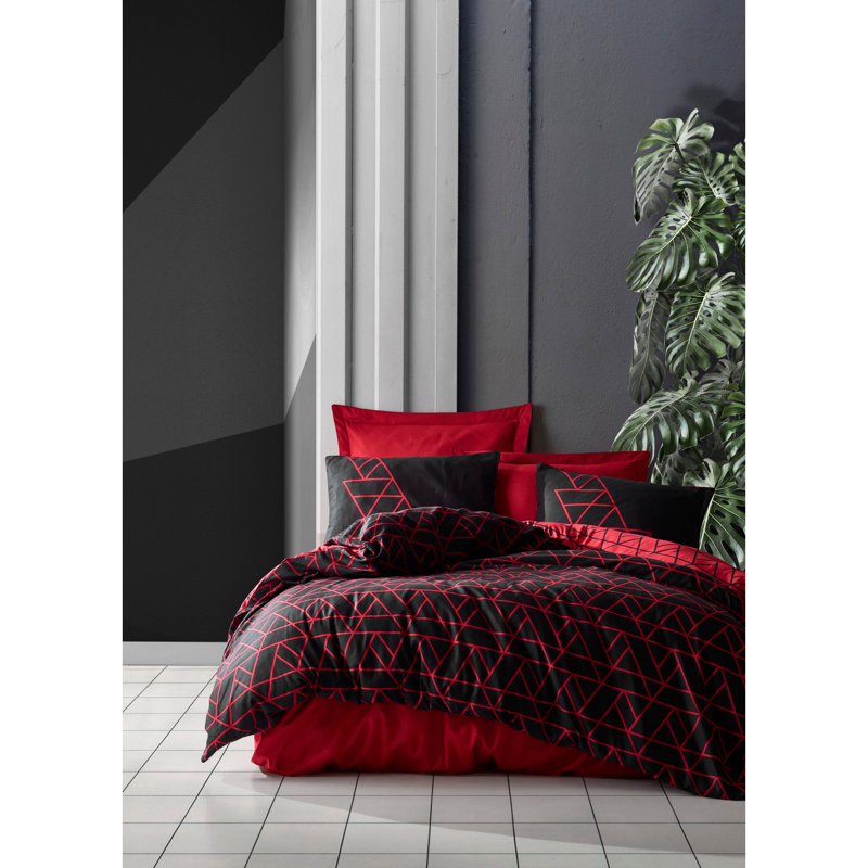Shoup Cotton Solid Colour Duvet Cover with Pillowcases Included, 200 x 220 cm Duvet Cover + 3 Additional Pieces