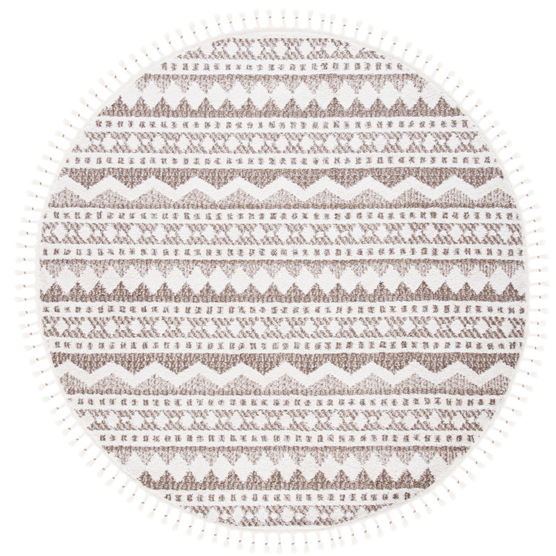 Weiner Moroccan Tassel Shag Performance Southwestern Rug, Round 6'7"