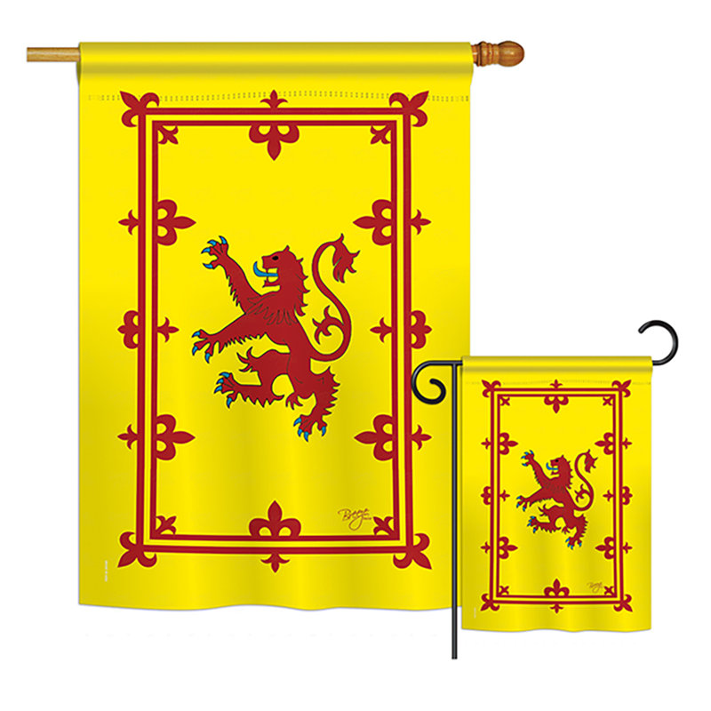 Ensemble de 2 drapeaux en polyester vertical 2 côtés rampart lion of the world nationalité impressions