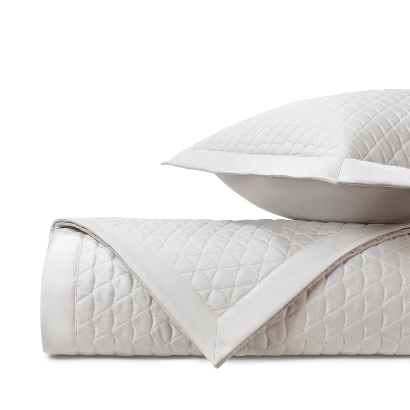 Anastasia Quilted Sateen Coverlet Set, Full/Double Coverlet/Bedspread + 2 Shams, Oyster