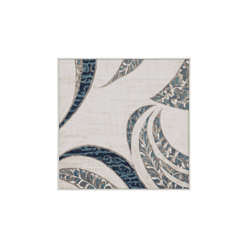 Tapis beige soyeux et moelleux, Carré 5 pi