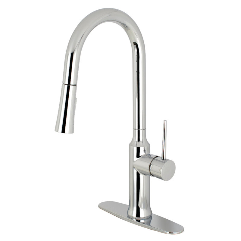 Kingston Brass New York Single-Handle Pull-Down Kitchen Faucet, Polished Chrome