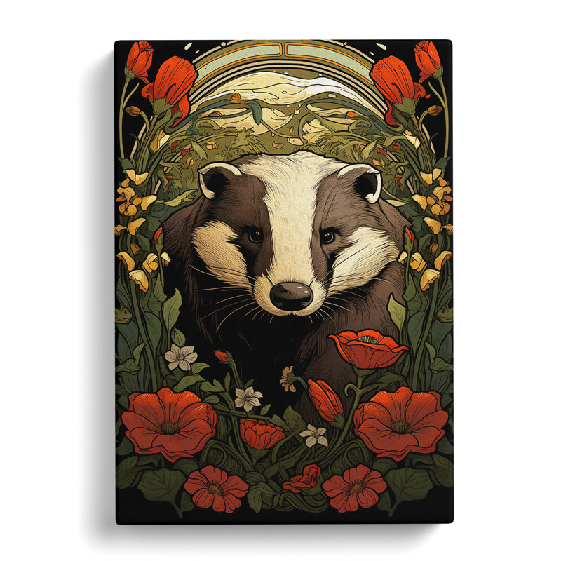 Badger Nouveau - No Frame Print, 50cm H x 35cm W x 3cm D
