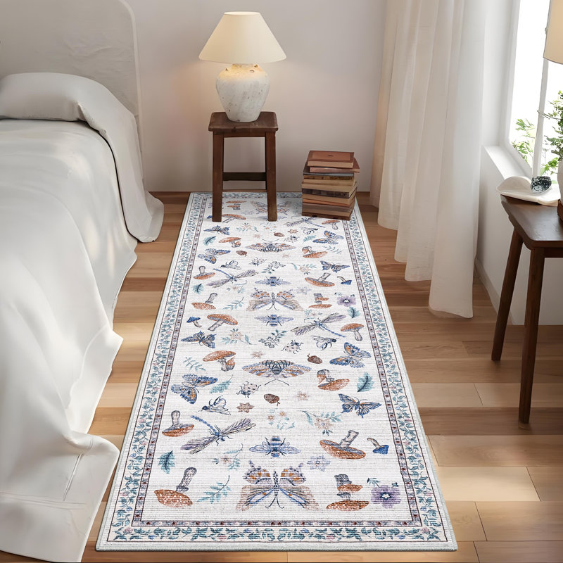 Rectangle Floral Area Rug, Beige, 120*170cm