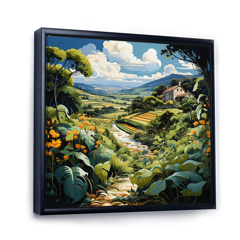 Countryside Summer Vines In II - Landscapes Wall Decor, H 36 po x l 36 po x P 1,5 po, Cadre flottant noir