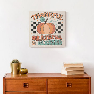 Thankful Grateful Blessed Check Canvas Print
