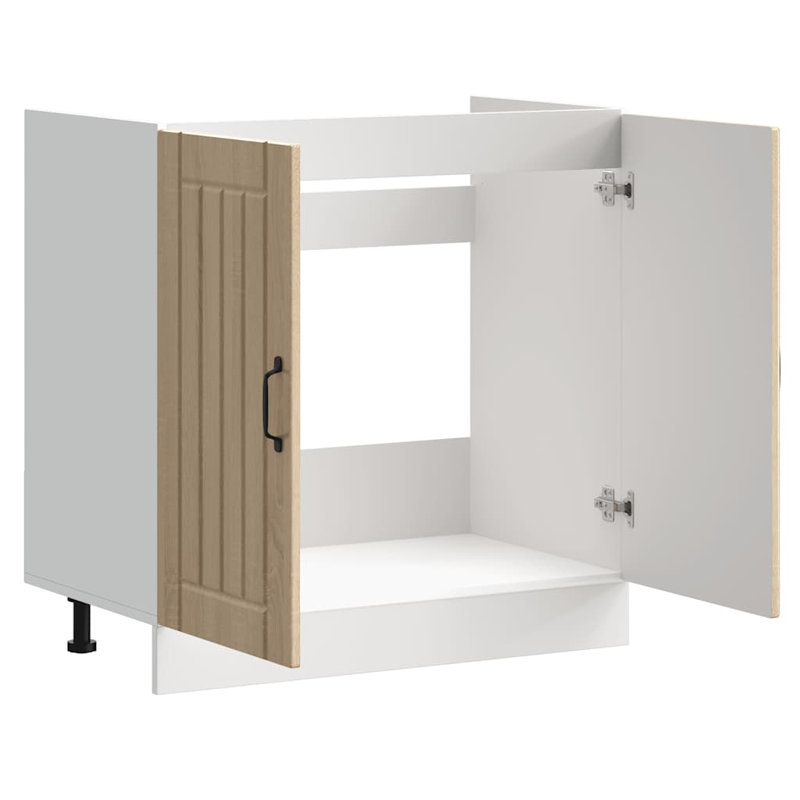 Sink Base Cabinet Lucca High Gloss Engineered Wood, Sonoma Oak