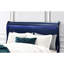 Lit double en bleu avec tête de lit à DEL, apparence, tête de panneau, fait de bois massif et profondeur de 57,04 po, largeur de 83,64 po, hauteur de 47,43 po, conception transitionnelle, style Hévéa large, profond, haut