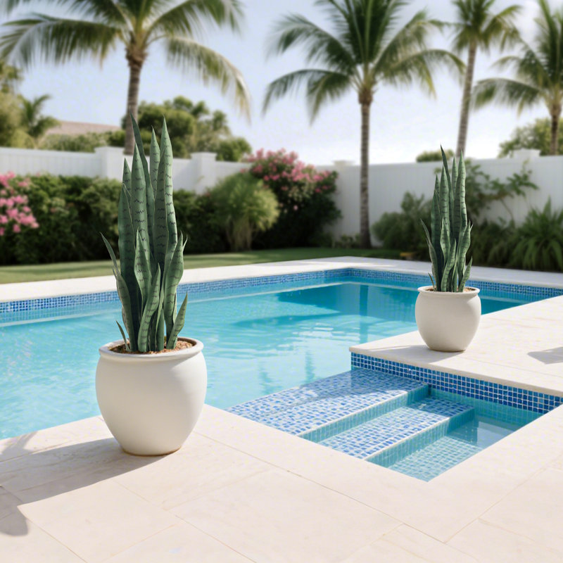 Artificial Snake Plant 90cm - Set of 2 Faux Sansevieria in Pot for Home Office Decor