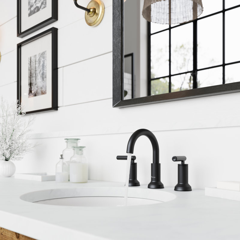 Capistrano Widespread Bathroom Faucet with Drain Assembly, Spot Defense Matte Black