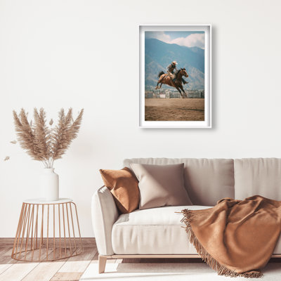 Bronc Rider Shadowbox Sports & Sports Teams Print by Oliver Gal, Black Frame, 10 x 15