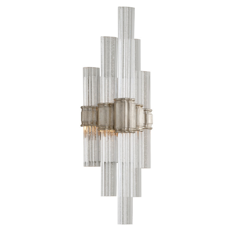 Viola 1 - Light LED Dimmable Modern Silver Leaf Flush Mount Sconce, 20"  H x  7" W x 4" D
