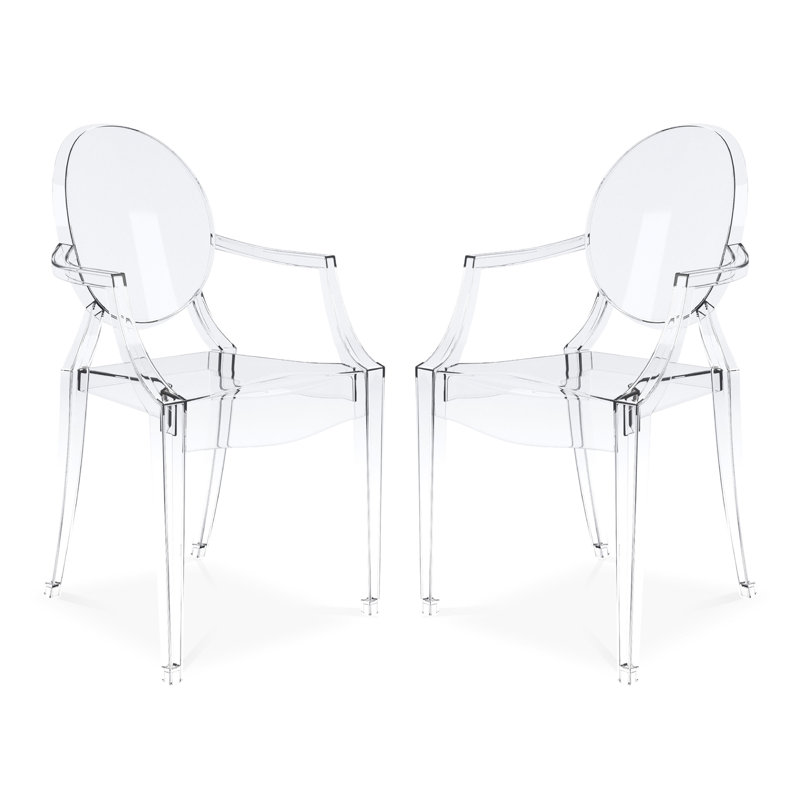 Clear Polycarbonate Modern Arm Chairs, Set of 4