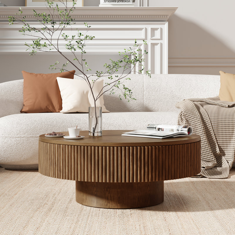 Table basse à caisson Sharna, H 13,78 po x l 35,04 po x P 35,04 po, Brun