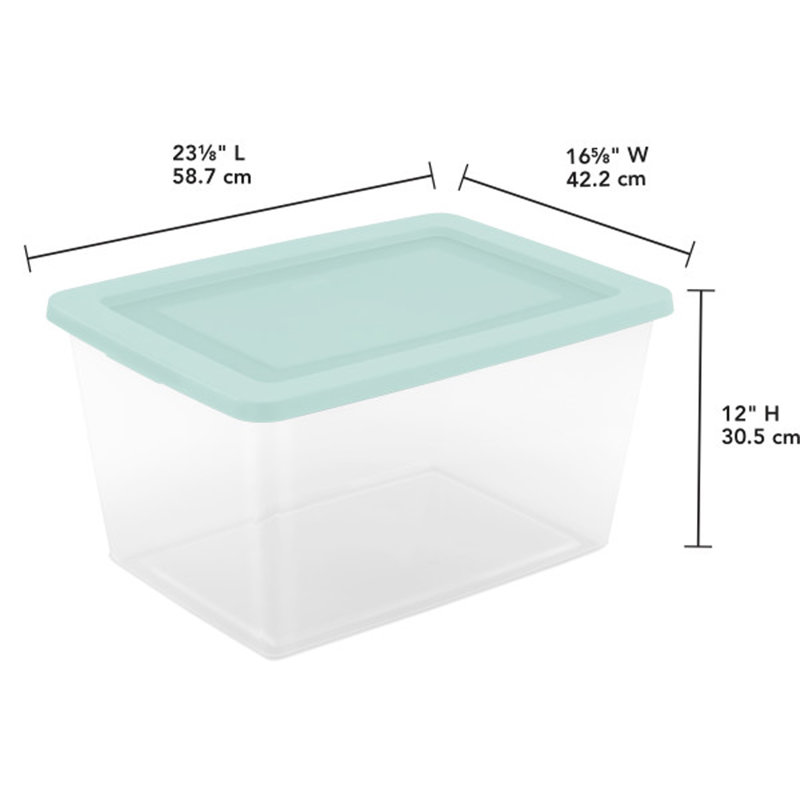 Sterilite 58Qt Storage Boxes, Clear Plastic Containers with Lid, Set of 32, Mint, Green