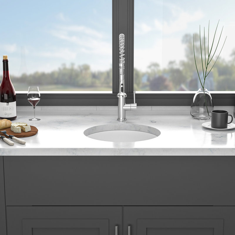 Évier de cuisine en céramique à simple cuve de 18 pouces - blanc, encastré ou sur comptoir, facile à nettoyer avec bonde et grille inférieure 18 ", installation élégante à double installation pour l'entretien