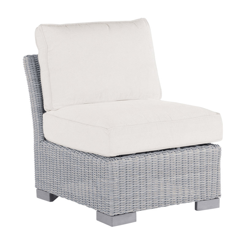 Club Patio Lounge Chair with Cushions, Oyster, Welt, Intermix Indigo