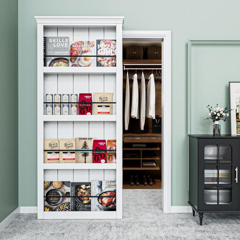 Ghost Door Secret Hidden Door Bookshelf Style With Hidden Magic Sliding Track Hardware Kit Moudling Top, 36" x 84"