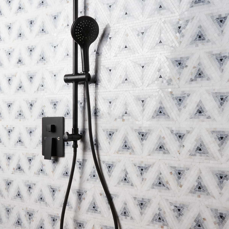 Ako 5" Triangle Marble Micro Mosaic Tile, Grigio Gray