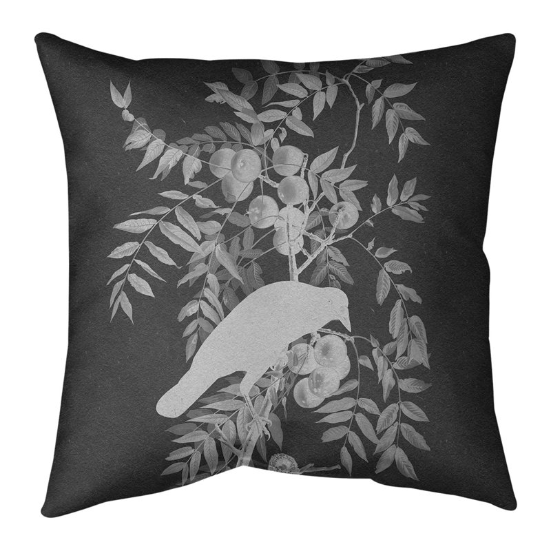 Housse de coussin carrée et insert John James Audubon American Crow, Housse de coussin seulement, 16 po x 1 po, Gris