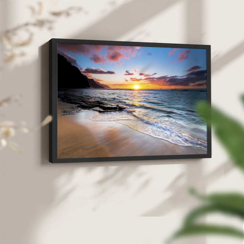 Plage de Kauai - reproduction encadrée - réversible, H 8 po x l 10 po, Noir, noir, noir, noir