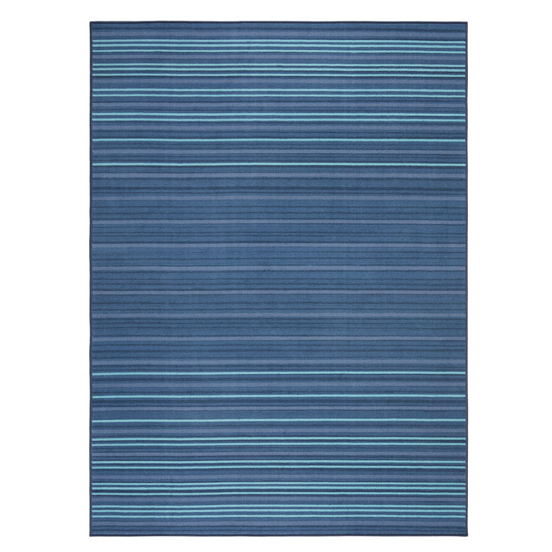 TOWN & COUNTRY BASICS Layne Everwash Non-Slip Backing Area Rug Navy Blue/Blue, Rectangle 7'10" x 10'2"