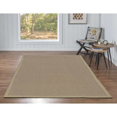 Nannette Handmade Dark Beige Berber with Beige Cotton Border Made in the USA Area Rug