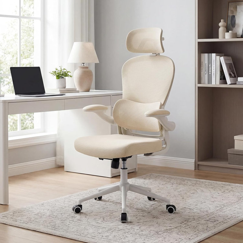 Ergonomic Mesh Office Chair with Adjustable Lumbar Support, 4D Headrest and Swivel Casters, High Back Computer Desk Chair for Home Workspace