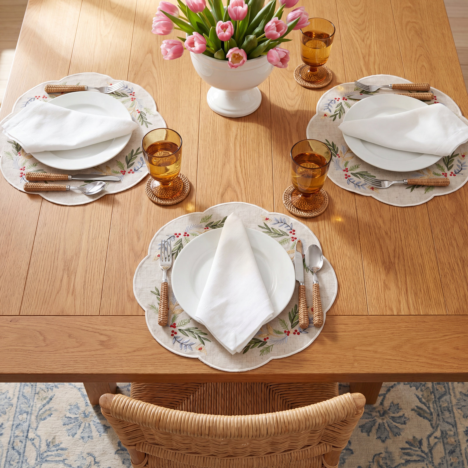 French Perle Embroidered Placemat